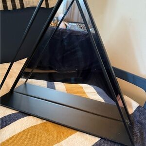 Black Geometric Pyramid Mirror and Shelf